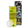 Neon Yellow Travel Tumbler, with metal straw (Stainless steel 304 Food grade, BPA free, 600ml)