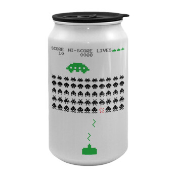 Space invaders, Κούπα ταξιδιού μεταλλική με καπάκι (tin-can) 500ml