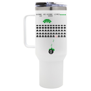 Space invaders, Mega Stainless steel Tumbler with lid, double wall 1,2L