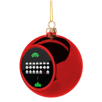 Space invaders, Christmas tree ball Red 8cm