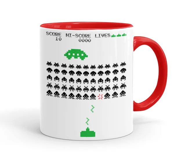 Space invaders — Mug colored red, ceramic, 330ml