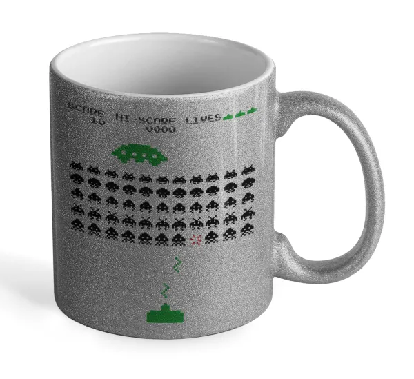 Space invaders — Glitter Ασημένια