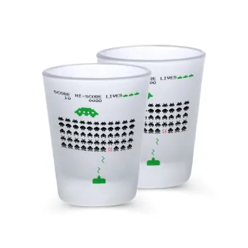 Space invaders, Σφηνοπότηρα γυάλινα 45ml του πάγου (2 τεμάχια)