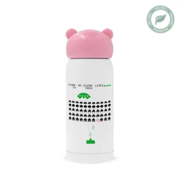 Space invaders, Ροζ ανοξείδωτο παγούρι θερμό (Stainless steel), 320ml