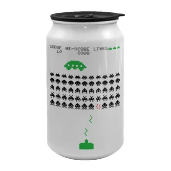 Space invaders, Κούπα ταξιδιού μεταλλική με καπάκι (tin-can) 500ml