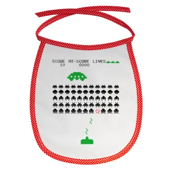 Space invaders, Σαλιάρα μωρού αλέκιαστη με κορδόνι Κόκκινη