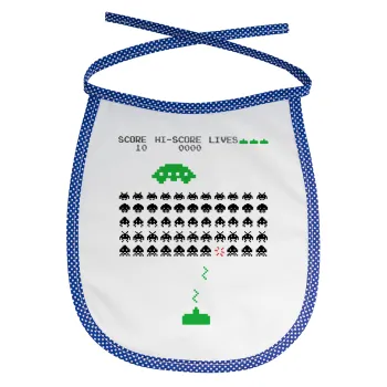 Space invaders, Σαλιάρα μωρού αλέκιαστη με κορδόνι Μπλε