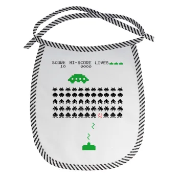 Space invaders, Σαλιάρα μωρού αλέκιαστη με κορδόνι Μαύρη