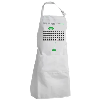 Space invaders, Adult Chef Apron (with sliders and 2 pockets)