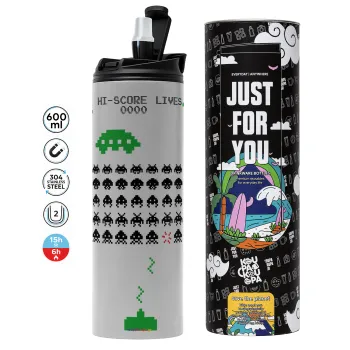 Space invaders, Tumbler stainless steel GREY 600ml