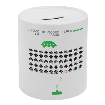 Space invaders, Κουμπαράς πορσελάνης με τάπα