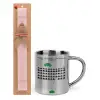 Easter Set, metallic thermal cup (300ml) & aromatic flat Easter candle (30cm) (PINK)