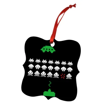 Space invaders, Στολίδι Χριστουγεννιάτικο στολίδι polygon ξύλινο 7.5cm