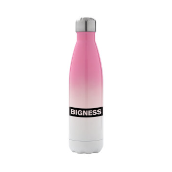 BIGNESS, Μεταλλικό παγούρι θερμός Ροζ/Λευκό (Stainless steel), διπλού τοιχώματος, 500ml
