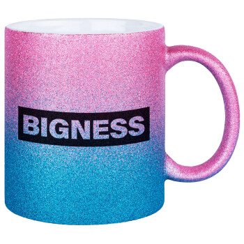 BIGNESS, Κούπα Χρυσή/Μπλε Glitter, κεραμική, 330ml