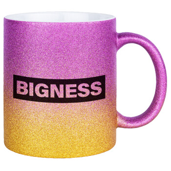 BIGNESS, Κούπα Χρυσή/Ροζ Glitter, κεραμική, 330ml