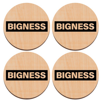 BIGNESS, ΣΕΤ x4 Σουβέρ ξύλινα στρογγυλά plywood (9cm)