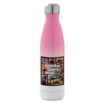 GTA V, Metal mug thermos Pink/White (Stainless steel), double wall, 500ml