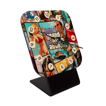 GTA V, Quartz Table clock in natural wood (10cm)
