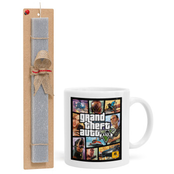 GTA V, Easter Set, Ceramic Cup (330ml) & Easter aromatic flat candle (30cm) (GRAY)
