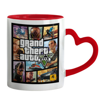 GTA V, Mug heart red handle, ceramic, 330ml