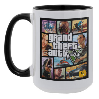 GTA V, Κούπα Mega 15oz, κεραμική Μαύρη, 450ml