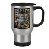 Stainless steel travel mug with lid, double wall 450ml