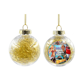 GTA V, Χριστουγεννιάτικη μπάλα δένδρου διάφανη με χρυσό γέμισμα 8cm