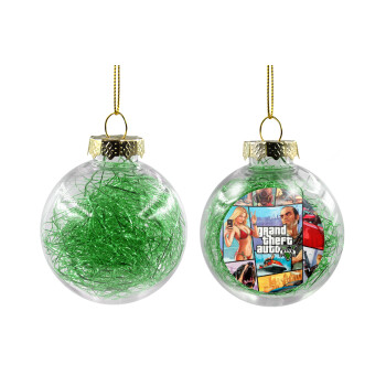 GTA V, Χριστουγεννιάτικη μπάλα δένδρου διάφανη με πράσινο γέμισμα 8cm