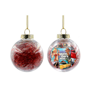 GTA V, Transparent Christmas tree ball ornament with red filling 8cm