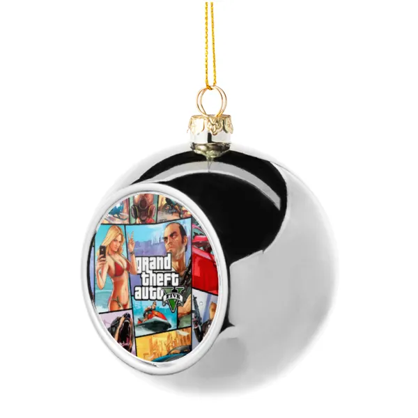 GTA V — Silver 8cm Christmas tree ball ornament