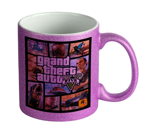 GTA V — Κούπα Μωβ Glitter που γυαλίζει, κεραμική, 330ml