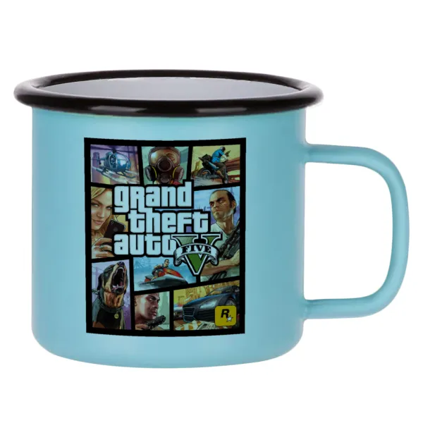 GTA V — Κούπα Μεταλλική εμαγιέ ΜΑΤ σιέλ 360ml