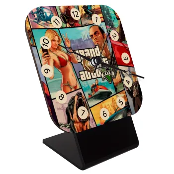 GTA V, Quartz Table clock in natural wood (10cm)