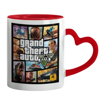 GTA V, Mug heart red handle, ceramic, 330ml