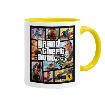 GTA V, Κούπα χρωματιστή κίτρινη, κεραμική, 330ml