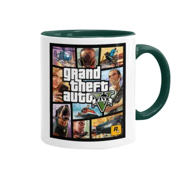 GTA V, Κούπα χρωματιστή πράσινη, κεραμική, 330ml