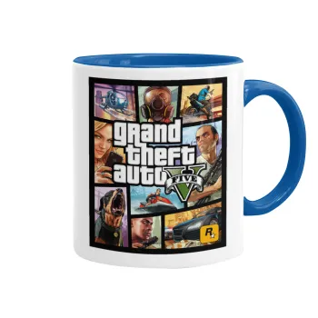 GTA V, Κούπα χρωματιστή μπλε, κεραμική, 330ml