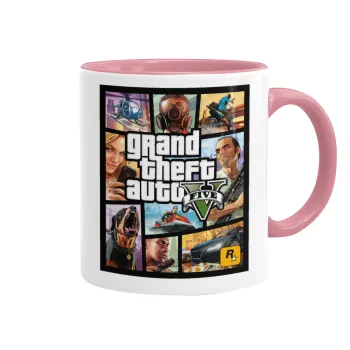 GTA V, Κούπα χρωματιστή ροζ, κεραμική, 330ml