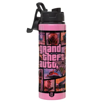 GTA V, Metallic water bottle with safety lid, 850ml aluminum