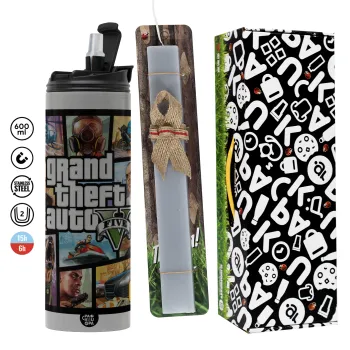GTA V, Easter candle with Grey Tumbler Thermo 600ml & aromatic flat candle (30cm) (GREY)