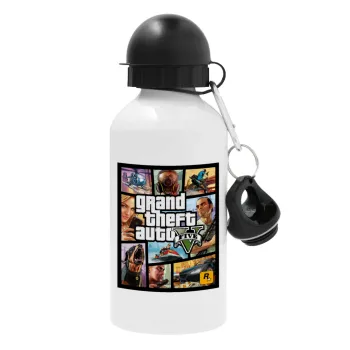 GTA V, Μεταλλικό παγούρι νερού, Λευκό, αλουμινίου 500ml