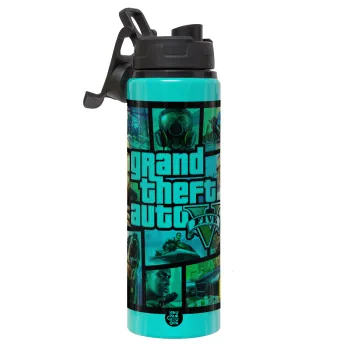 GTA V, Μεταλλικό παγούρι νερού με καπάκι ασφαλείας, αλουμινίου 850ml