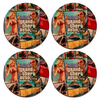 GTA V, ΣΕΤ x4 Σουβέρ ξύλινα στρογγυλά plywood (9cm)