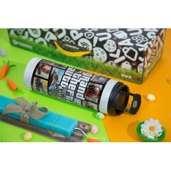 GTA V, Πασχαλινή Λαμπάδα με Travel Tumbler θερμό με διπλό καπάκι (600ml, BPA free) & κερί αρωματικό πλακέ (30cm) (ΤΙΡΚΟΥΑΖ)