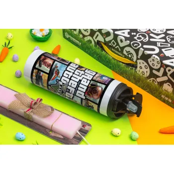 GTA V, Easter candle,Travel Tumbler 2 Lids, with metal straw & cleaning brush & aromatic flat candle (30cm) (PINK)