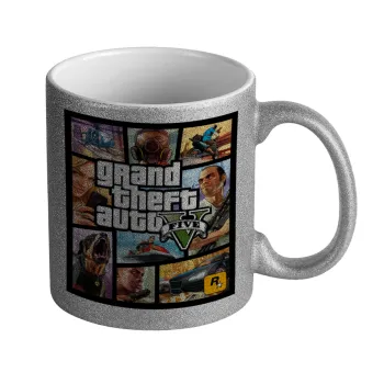 GTA V, Κούπα Ασημένια Glitter που γυαλίζει, κεραμική, 330ml