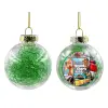 Στολίδι Χριστουγεννιάτικη μπάλα δένδρου διάφανη με πράσινο γέμισμα 8cm