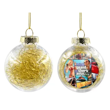 GTA V, Transparent Christmas tree ball ornament with gold filling 8cm