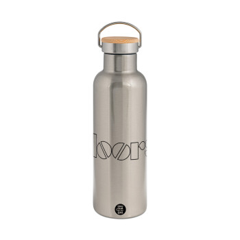 The Doors, Stainless steel Silver with wooden lid (bamboo), double wall, 750ml